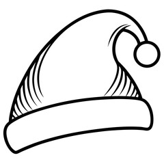 santa hat silhouette line art vector illustration