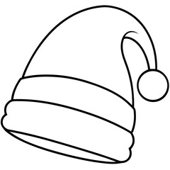 santa hat silhouette line art vector illustration