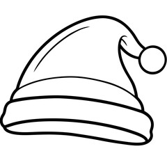 santa hat silhouette line art vector illustration