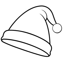 santa hat silhouette line art vector illustration