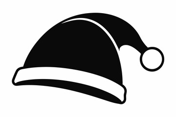 santa hat silhouette line art vector illustration