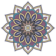Intricate Mandala Design in Purples, Golds, and Teal, ai generated