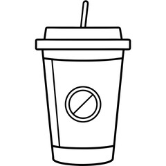 starbucks cup silhouette line art vector illustration