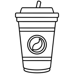 starbucks cup silhouette line art vector illustration