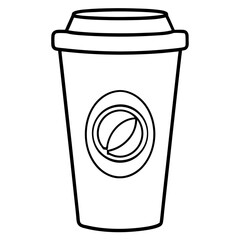 starbucks cup silhouette line art vector illustration