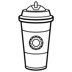 starbucks cup silhouette line art vector illustration