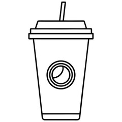 starbucks cup silhouette line art vector illustration