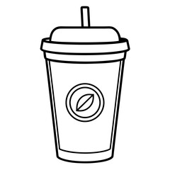 starbucks cup silhouette line art vector illustration