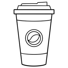 starbucks cup silhouette line art vector illustration