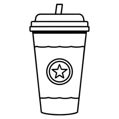 starbucks cup silhouette line art vector illustration
