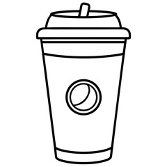 starbucks cup silhouette line art vector illustration