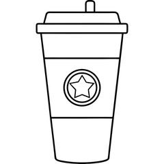 starbucks cup silhouette line art vector illustration