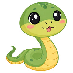 Playful Green Cartoon Snake with Tongue Out