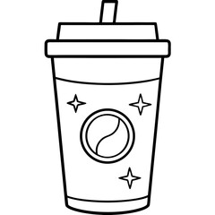 starbucks cup silhouette line art vector illustration