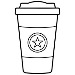 starbucks cup silhouette line art vector illustration
