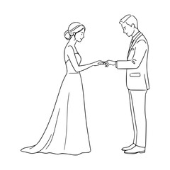 Fototapeta premium Wedding Pose Line Art: Capture Love and Commitment with Minimalist Lines