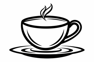 tea cup line sketch icon silhouette line art vector illustration
