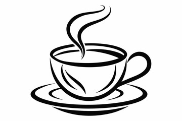 tea cup line sketch icon silhouette line art vector illustration