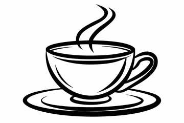 tea cup line sketch icon silhouette line art vector illustration