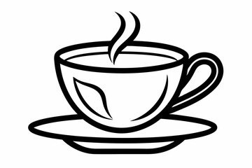 tea cup line sketch icon silhouette line art vector illustration