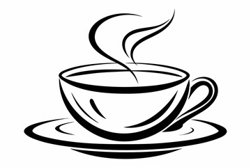 tea cup line sketch icon silhouette line art vector illustration