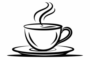 tea cup line sketch icon silhouette line art vector illustration