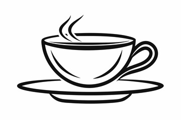 tea cup line sketch icon silhouette line art vector illustration