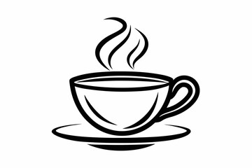 tea cup line sketch icon silhouette line art vector illustration