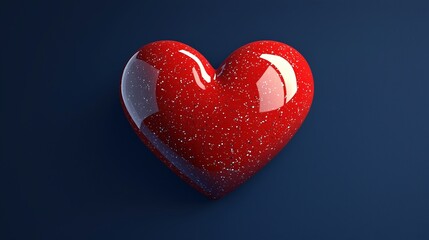 Obraz premium Classic red heart sign set against a navy blue plain background, symbolizing deep love.