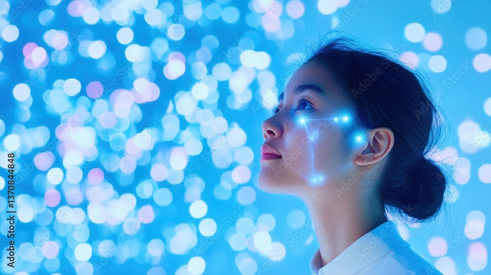 Fototapete Immersive Digital Learning Revolution Gen Z Augmented Intelligence Visualization with Futuristic AR Interface - Innovative Cognitive Enhancement and Technological Empowerment