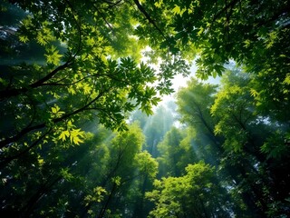 Obraz premium Sunlight During The Day Through The Trees Generation Ai