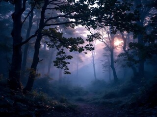 Fototapeta premium Misty Morning In The Forest Generation Ai