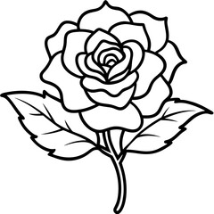 wild prairie rose silhouette line art vector illustration