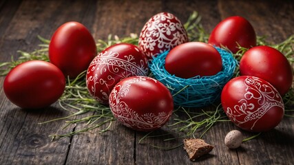 easter eggs in a basket