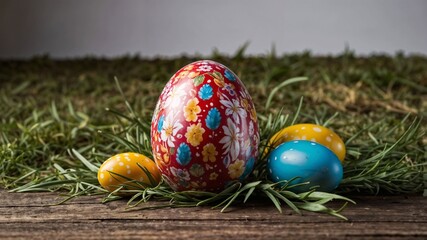 easter eggs in the grass