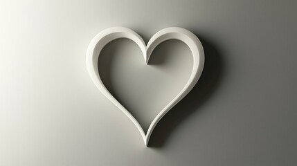 Elegant white heart sign illustrated on a simple grey background, perfect for pure, true love themes.
