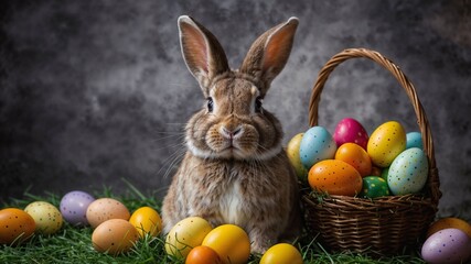 easter bunny and easter eggs