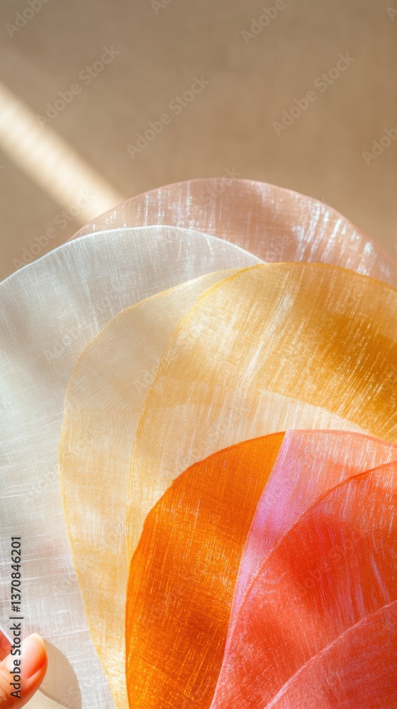 Aufkleber Translucent Gradient Flow Minimalist Abstract Art Capturing Soft Organic Textures with Warm Sunset Palette - Contemporary Design and Creative Visual Expression