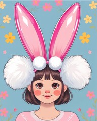 girl with bunny ears