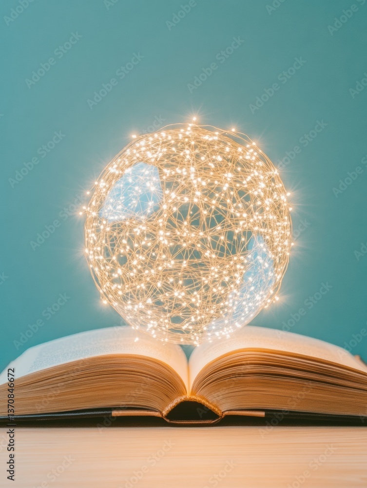 Fototapete Illuminated Global Knowledge Network Transformative Digital Learning Visualization for EdTech, Sustainable Education Innovation and Immersive Information Connectivity
