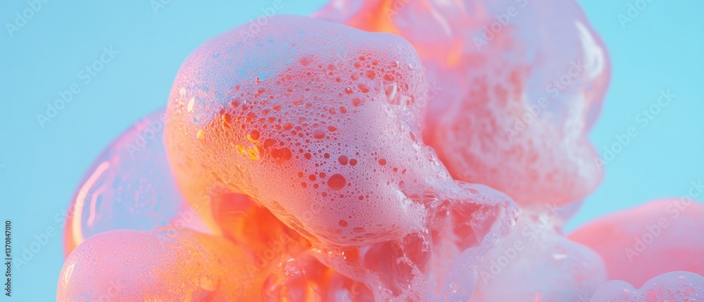 Aufkleber Ethereal Digital Bubble Art Iridescent Fluid Dynamics Macro Exploring Soft Texture, Color Transition, and Abstract Minimalist Design for Creative Marketing