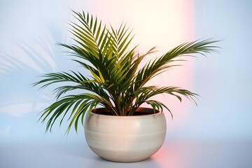 Obraz premium The vibrant areca palm plant adds a tropical touch to any indoor space, enhancing the interior decor with its lush green foliage