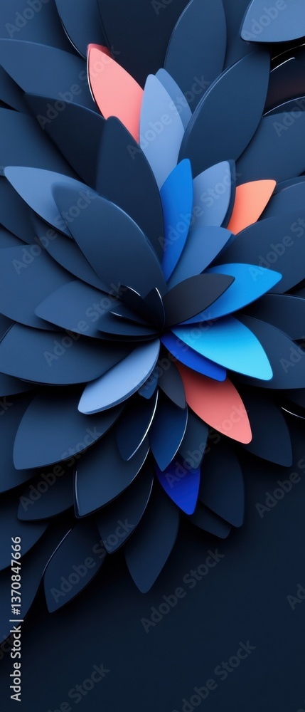 Fototapete Digital Bloom Immersive AI-Driven Visual Design Showcasing Parametric Aesthetic with Layered Color Geometry - Next-Gen Creative Innovation Metaphor