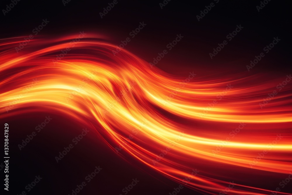 Aufkleber dynamic fiery orange light trails on dark backdrop creating a mesmerizing abstract flow and energeti