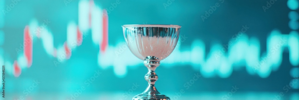 Fototapete data-driven success metallic achievement trophy visualizing financial performance against dynamic ma