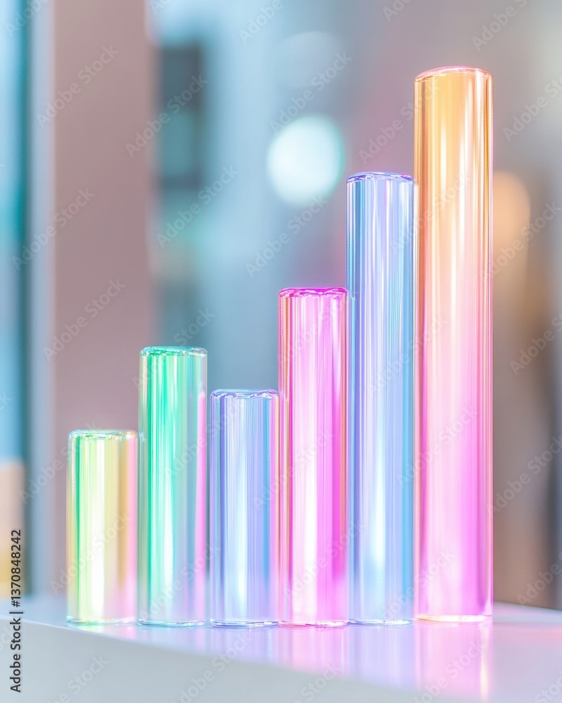 Poster holographic growth analytics vibrant translucent data visualization for next-gen business intelligen