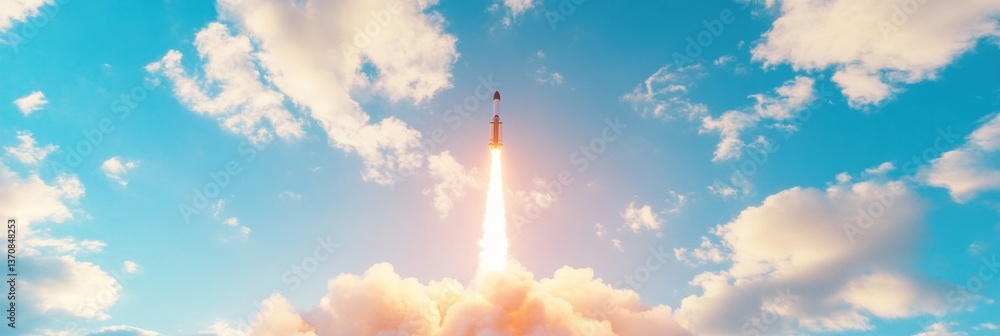 Aufkleber quantum leap futuristic rocket launch visualizing economic acceleration through technological disrup