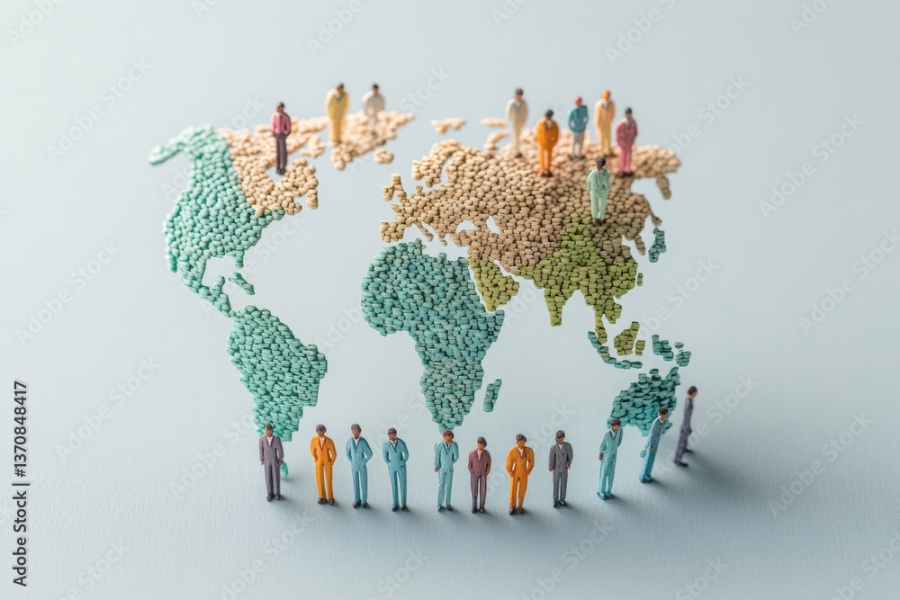 Poster global unity visualization miniature paper silhouettes mapping collaborative diversity - nextgen cul