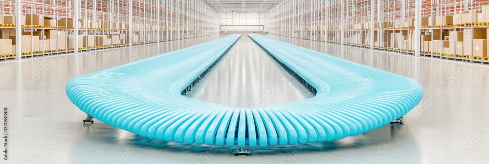 Poster next-gen logistics revolution futuristic ai-powered conveyor system transforming smart warehouse aut