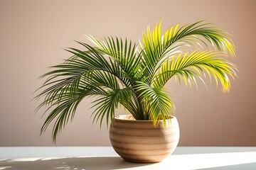 The vibrant areca palm plant adds a tropical touch to any indoor space, enhancing the interior decor with its lush green foliage